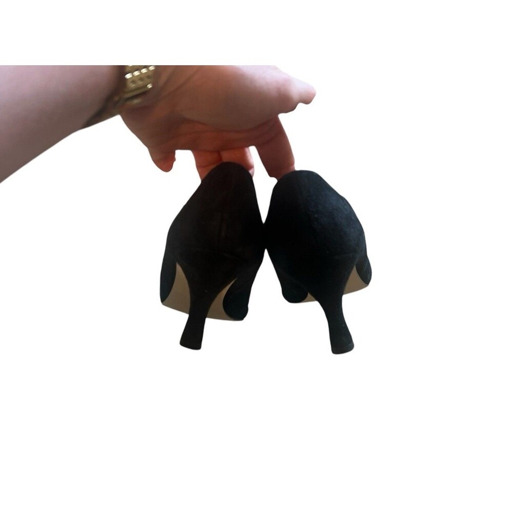 Vintage Carriage Court Black V Split Paula Suede Size 7.5M 2” Kitten Heels - Picture 5 of 16